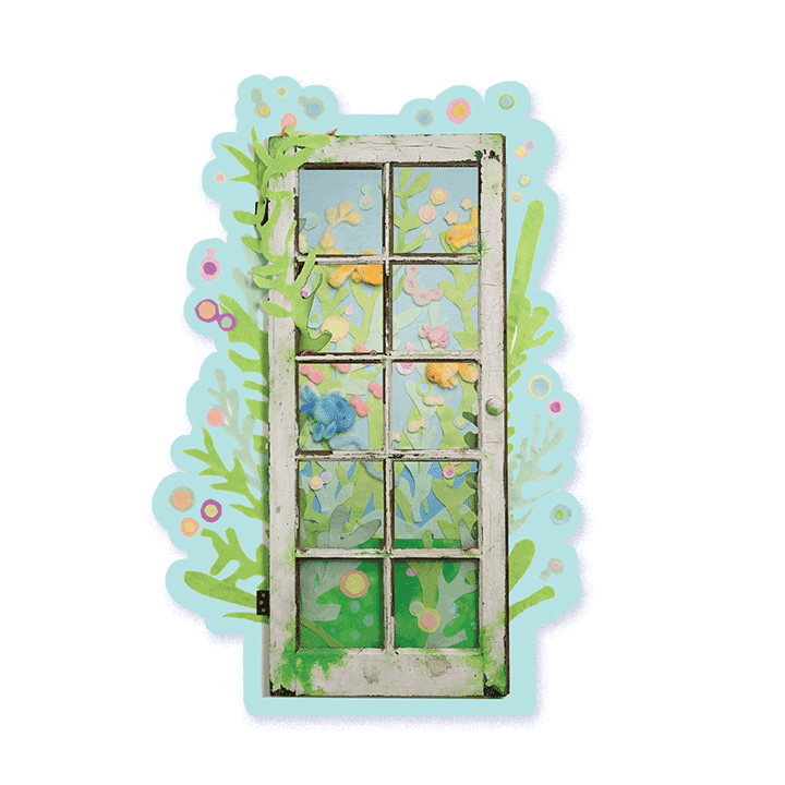 window to fish tank - lenticular sticker