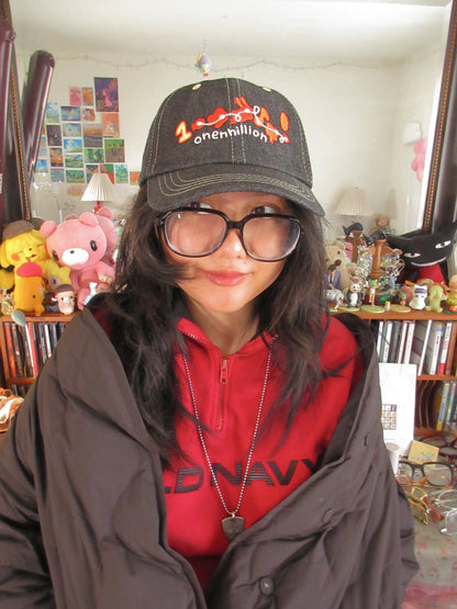 onenhillion red colorway denim cap!~