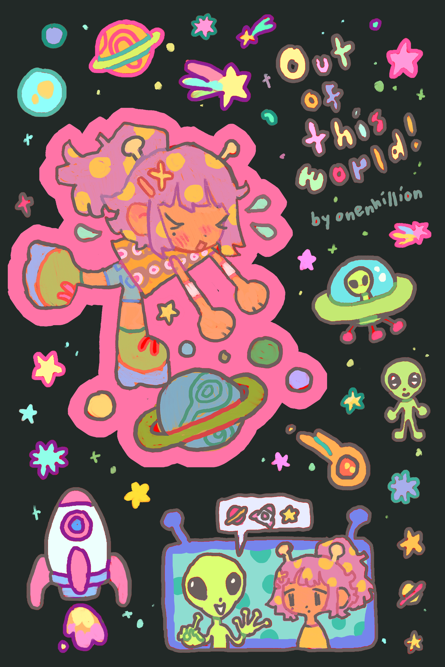 out of this world! sticker sheet