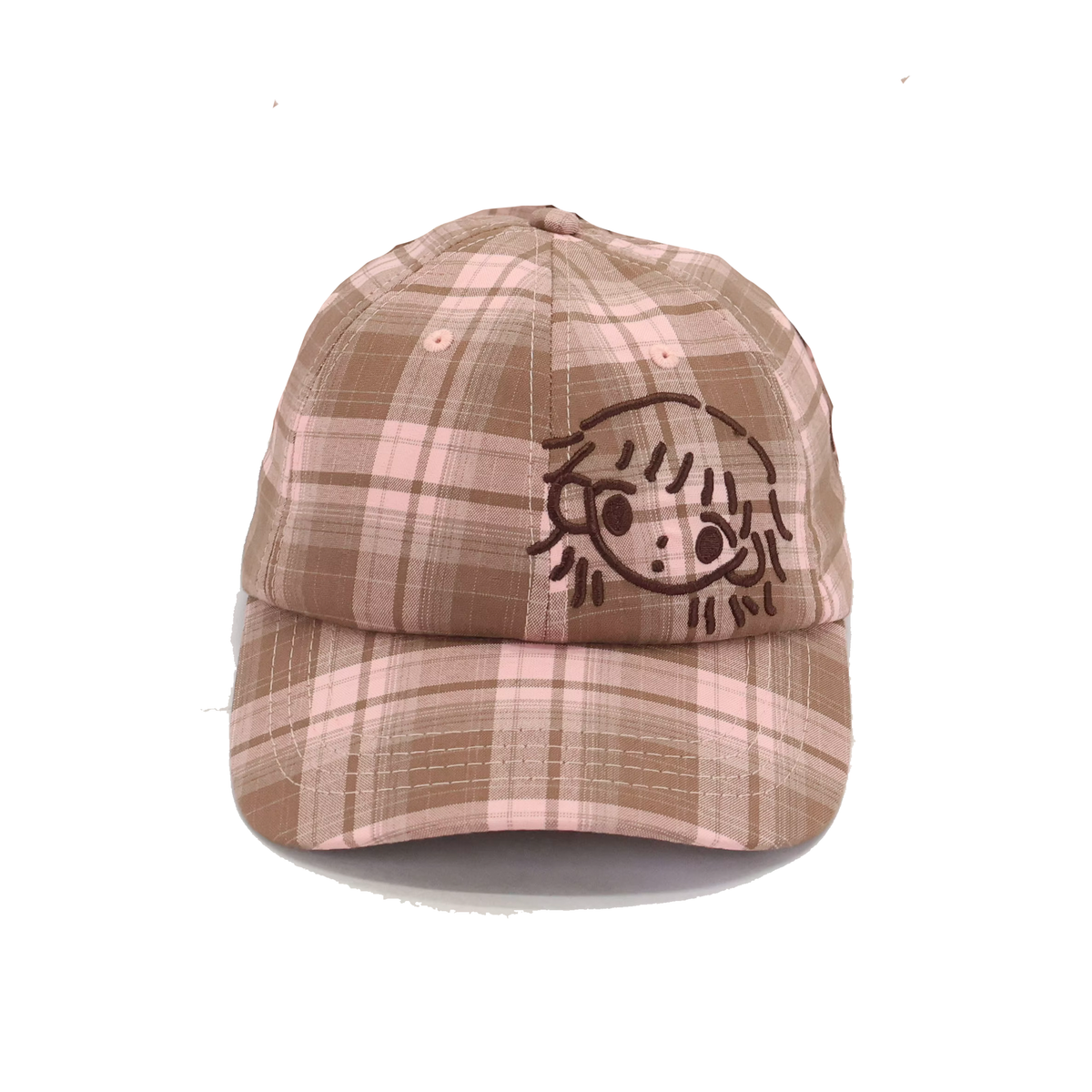 pink and brown plaid cap