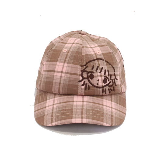 pink and brown plaid cap