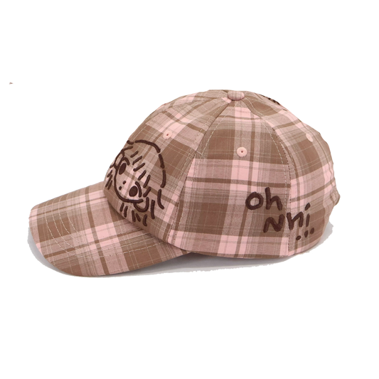 pink and brown plaid cap