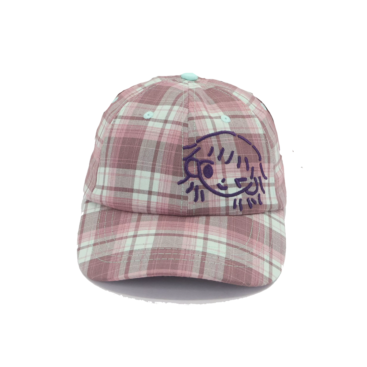 winking mauve plaid cap